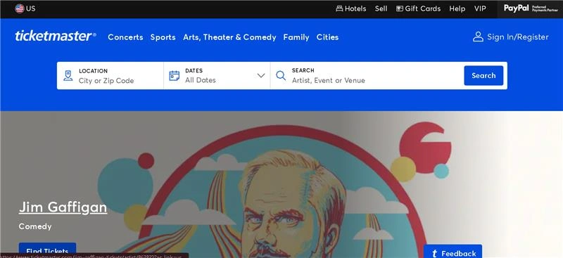 TicketMaster Homepage