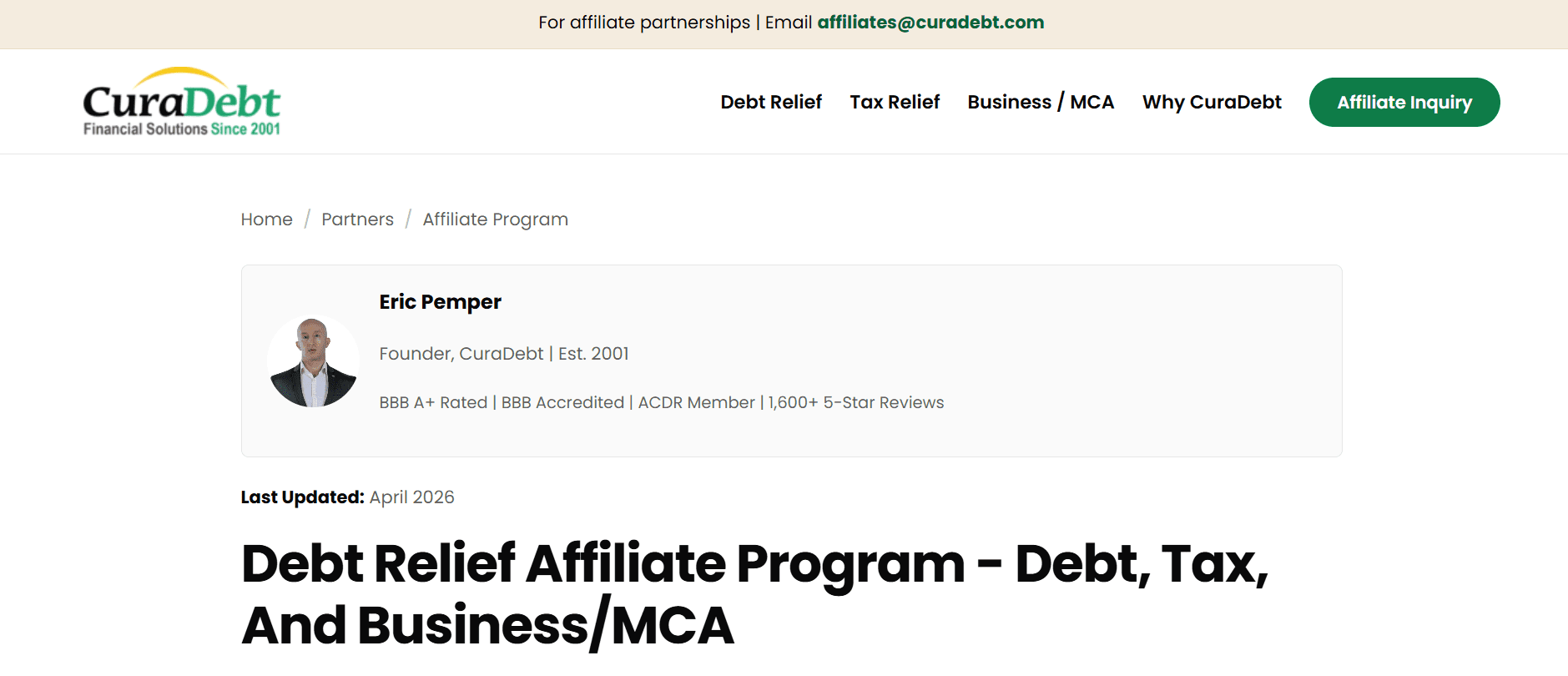 Curadebt affiliate program