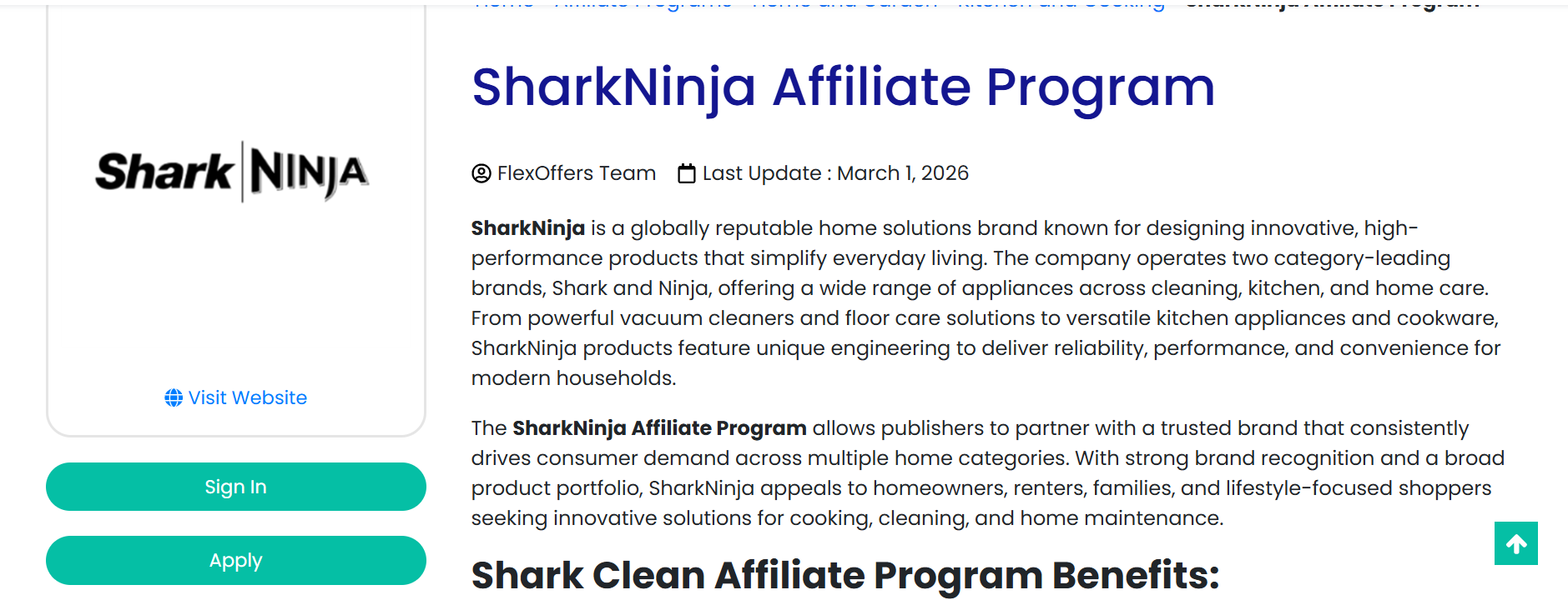 Shark Ninja affiliate program