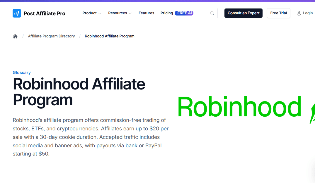 Robinhood Affiliate Program
