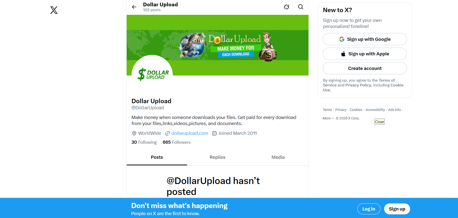 Dollar Upload